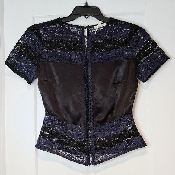 Current Air Tops - Current Air Lace Top With Satin Panel